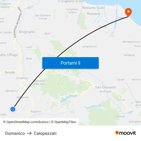 Domanico to Calopezzati map