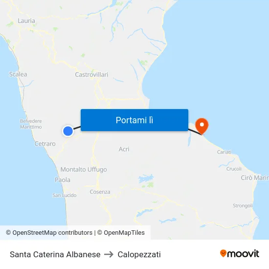 Santa Caterina Albanese to Calopezzati map