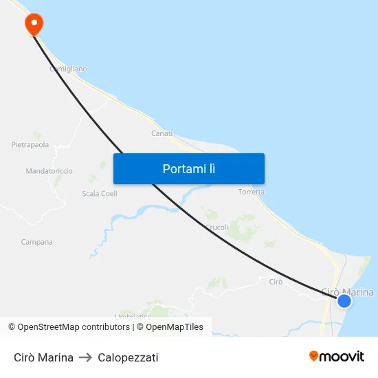 Cirò Marina to Calopezzati map