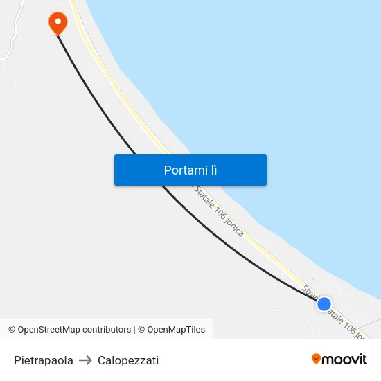 Pietrapaola to Calopezzati map
