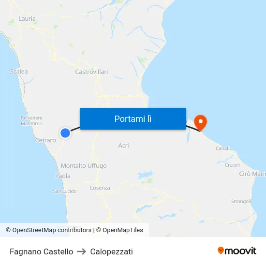 Fagnano Castello to Calopezzati map