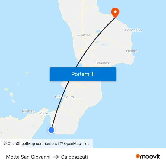 Motta San Giovanni to Calopezzati map