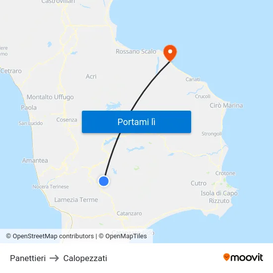 Panettieri to Calopezzati map