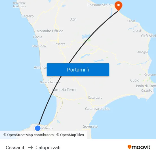 Cessaniti to Calopezzati map