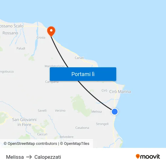 Melissa to Calopezzati map
