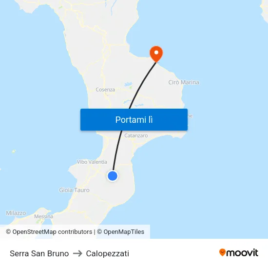 Serra San Bruno to Calopezzati map
