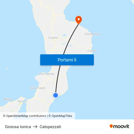 Gioiosa Ionica to Calopezzati map