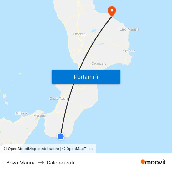 Bova Marina to Calopezzati map