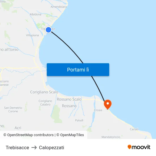Trebisacce to Calopezzati map