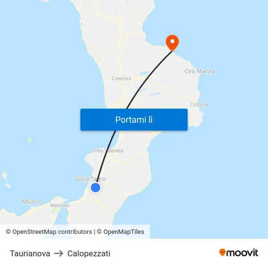 Taurianova to Calopezzati map