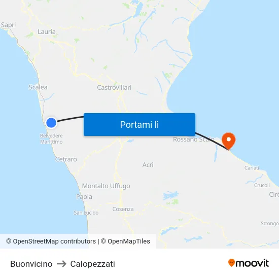 Buonvicino to Calopezzati map