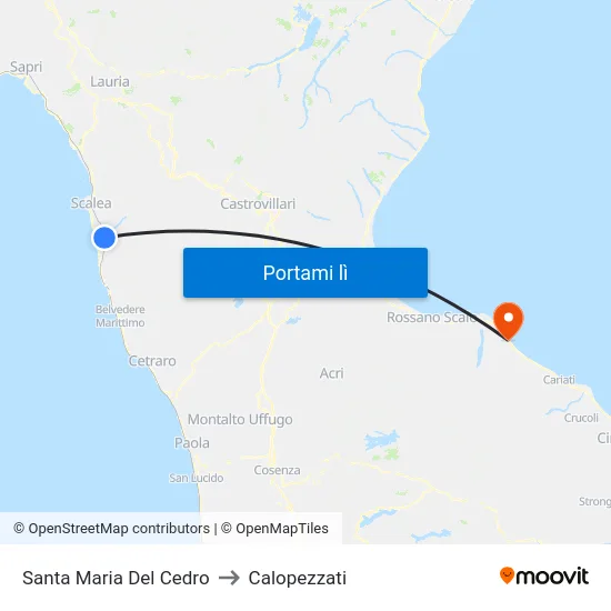 Santa Maria Del Cedro to Calopezzati map