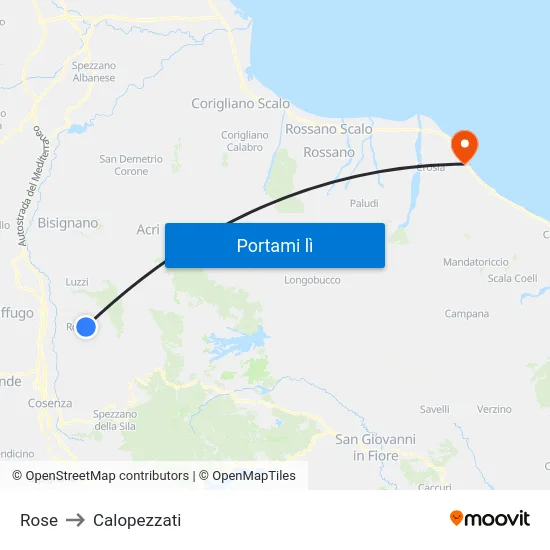 Rose to Calopezzati map