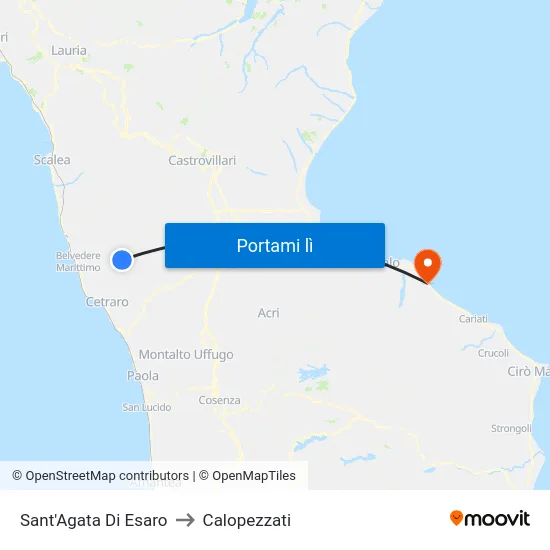 Sant'Agata Di Esaro to Calopezzati map