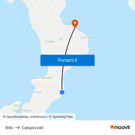 Stilo to Calopezzati map