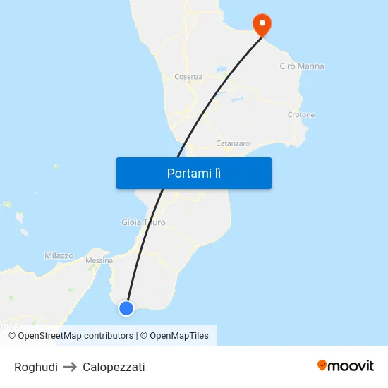 Roghudi to Calopezzati map