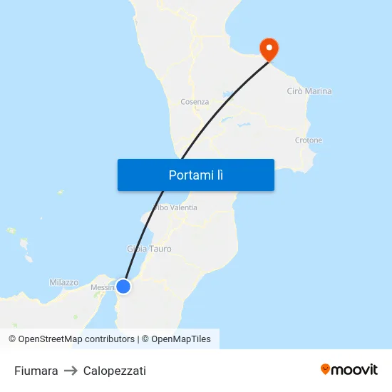 Fiumara to Calopezzati map