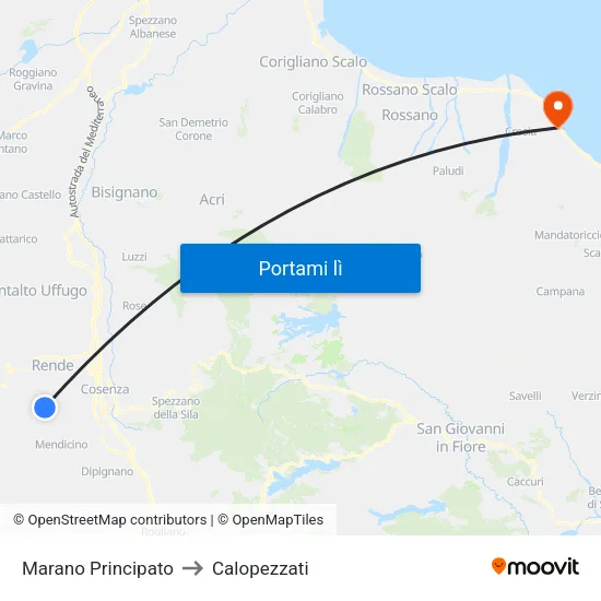 Marano Principato to Calopezzati map