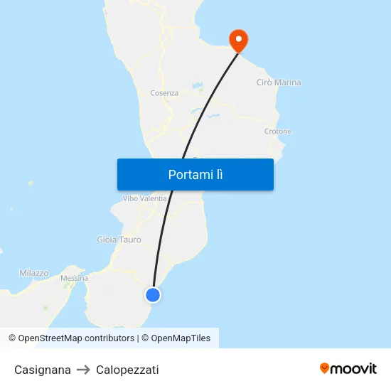 Casignana to Calopezzati map