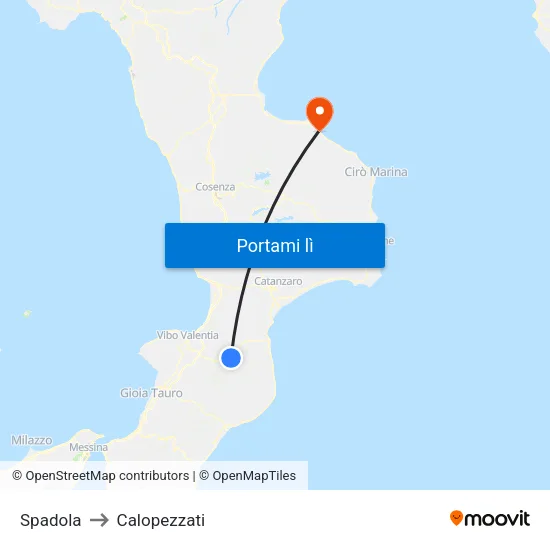 Spadola to Calopezzati map