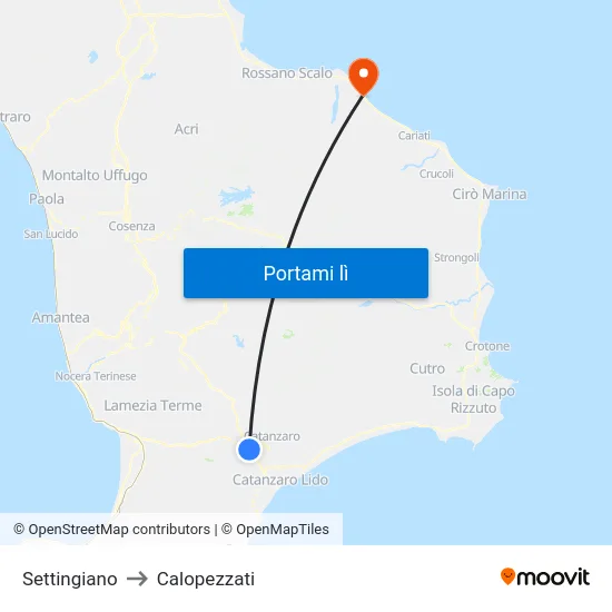 Settingiano to Calopezzati map