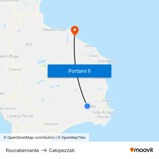 Roccabernarda to Calopezzati map