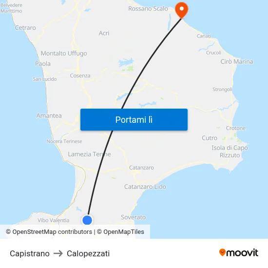 Capistrano to Calopezzati map