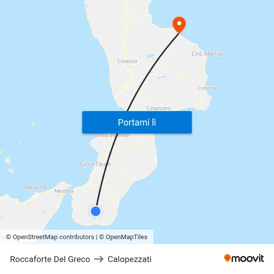 Roccaforte Del Greco to Calopezzati map