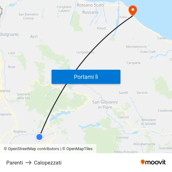 Parenti to Calopezzati map