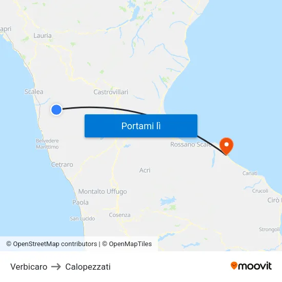 Verbicaro to Calopezzati map
