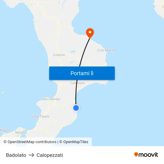Badolato to Calopezzati map