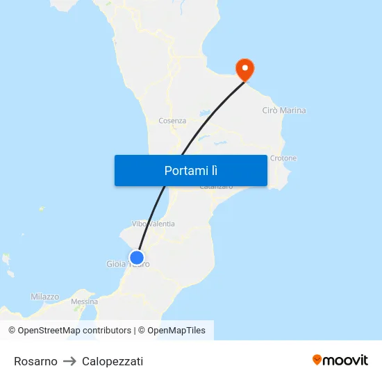 Rosarno to Calopezzati map