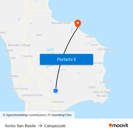 Sorbo San Basile to Calopezzati map