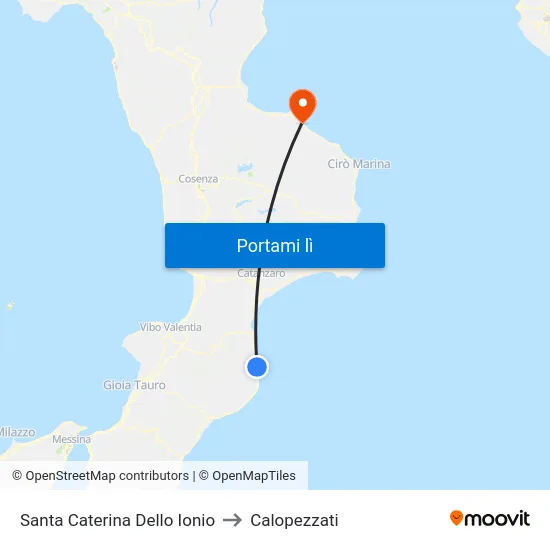 Santa Caterina Dello Ionio to Calopezzati map