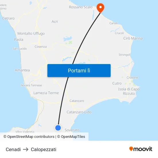 Cenadi to Calopezzati map