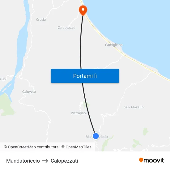 Mandatoriccio to Calopezzati map