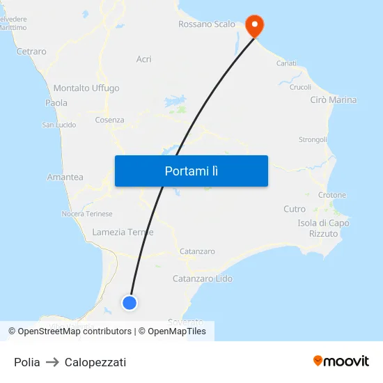 Polia to Calopezzati map