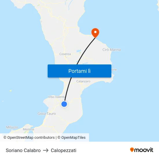 Soriano Calabro to Calopezzati map