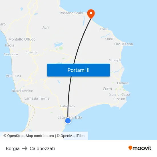 Borgia to Calopezzati map