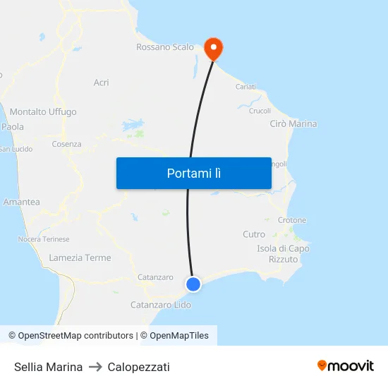 Sellia Marina to Calopezzati map