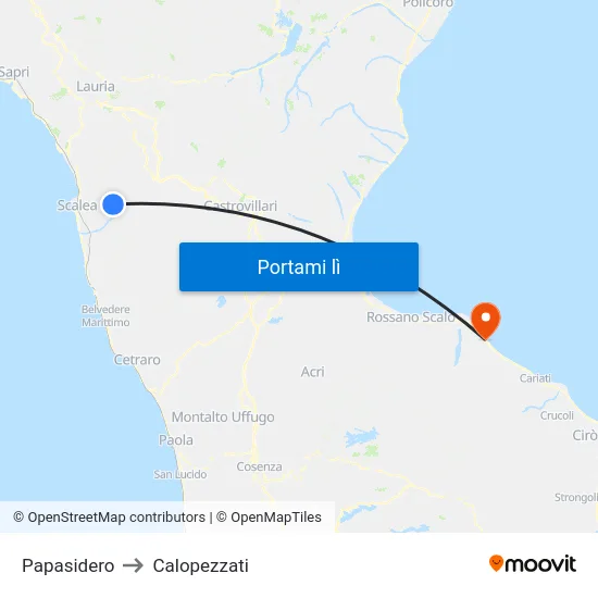 Papasidero to Calopezzati map