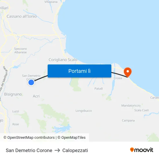 San Demetrio Corone to Calopezzati map