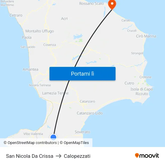 San Nicola Da Crissa to Calopezzati map