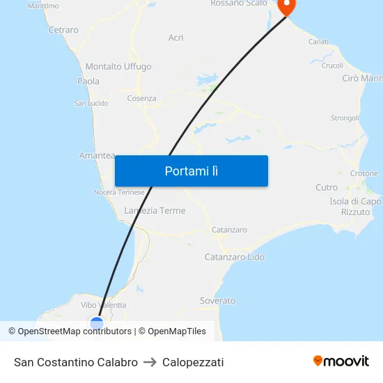 San Costantino Calabro to Calopezzati map