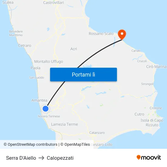Serra D'Aiello to Calopezzati map