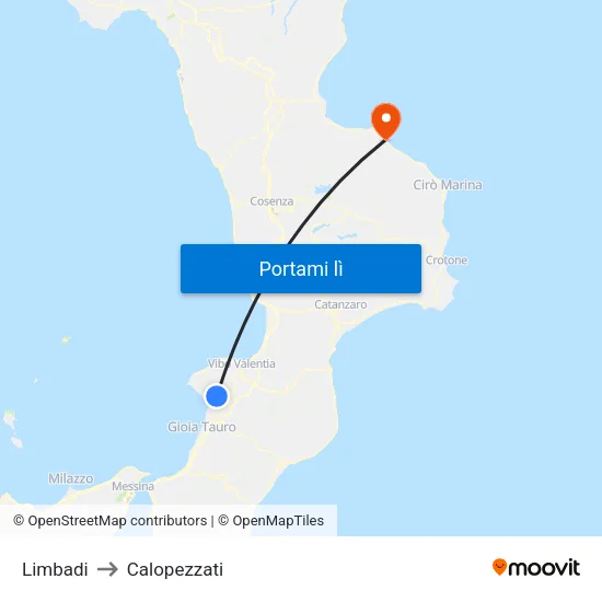 Limbadi to Calopezzati map