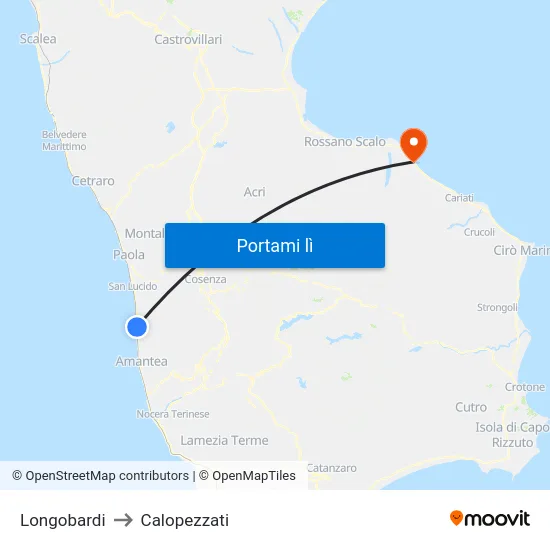 Longobardi to Calopezzati map