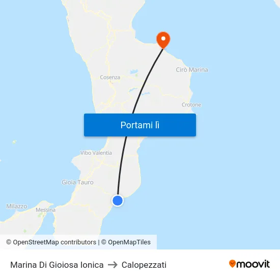 Marina Di Gioiosa Ionica to Calopezzati map