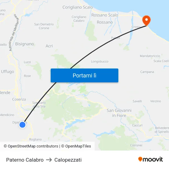 Paterno Calabro to Calopezzati map