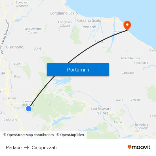 Pedace to Calopezzati map